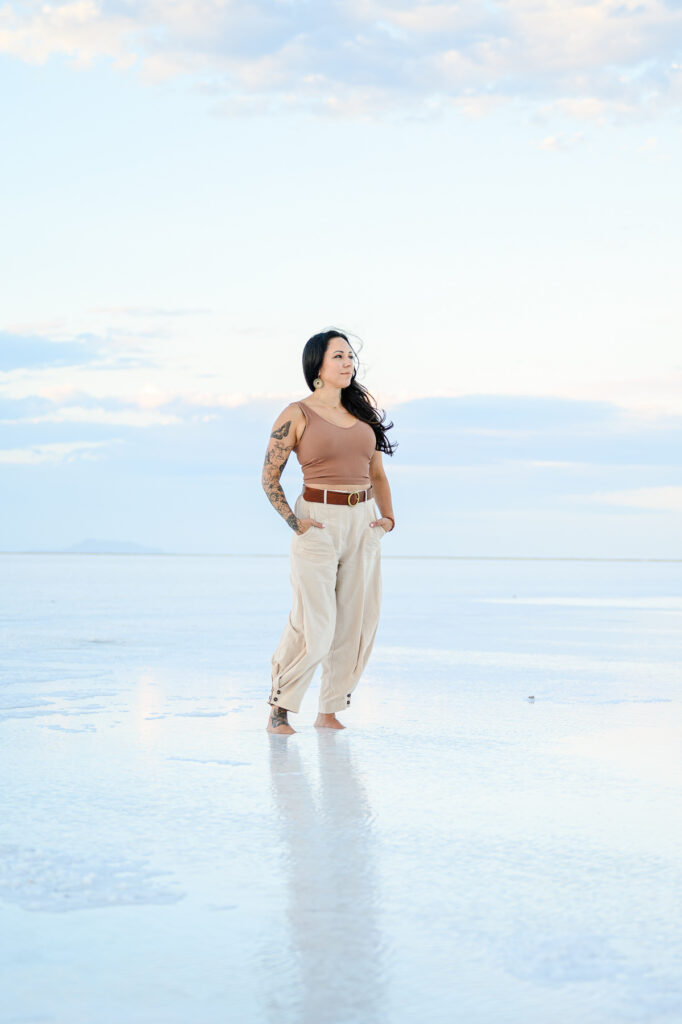 Business branding session on Bonneville Salt Flats
