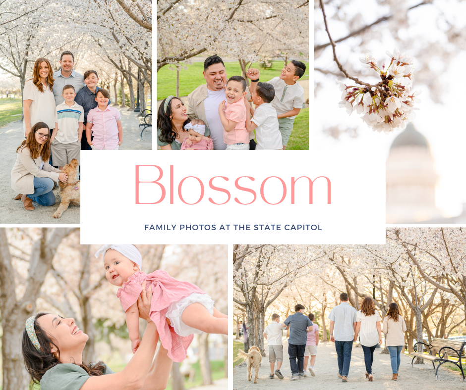 Utah state capitol blossoms spring family photos by a utah family photographer