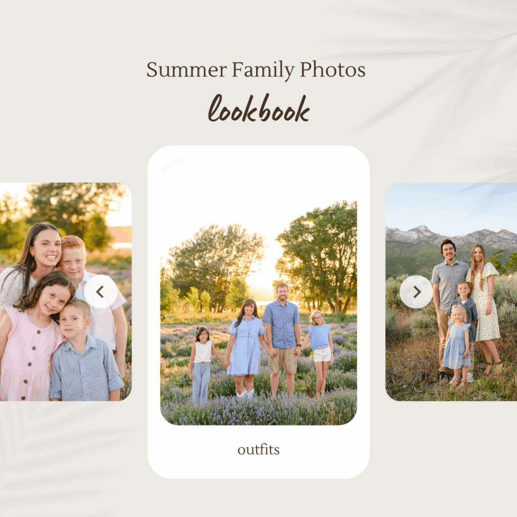Summer family photo outfits in Utah with neutral colors