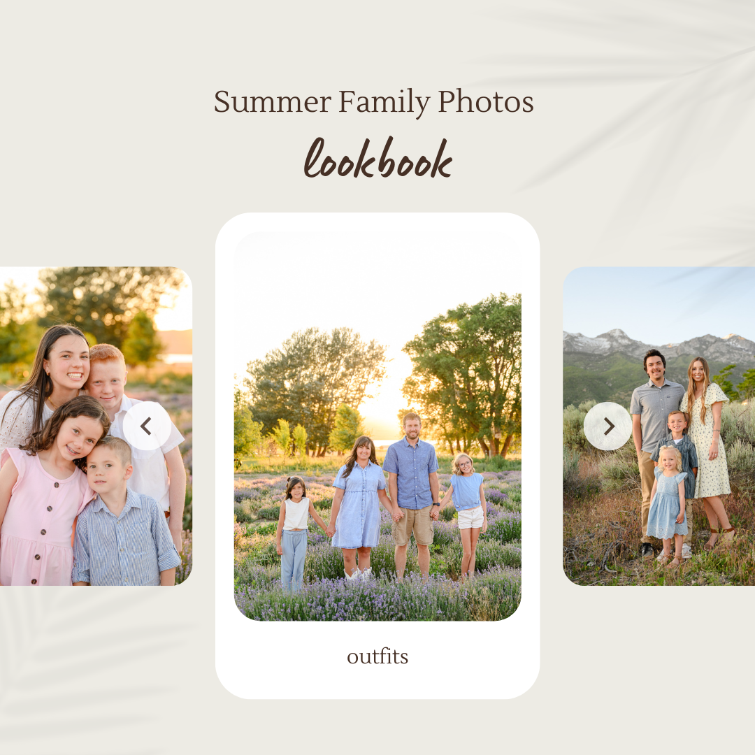 Summer family photo outfits in Utah with neutral colors