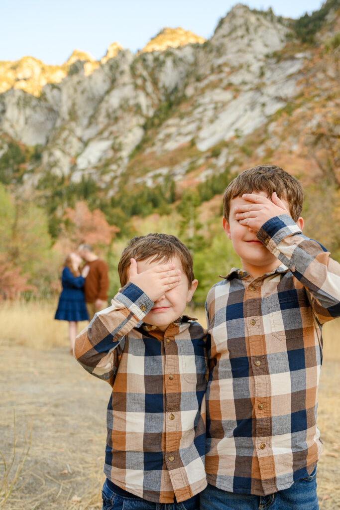 Outdoor family session in Salt Lake Valley fall foliage