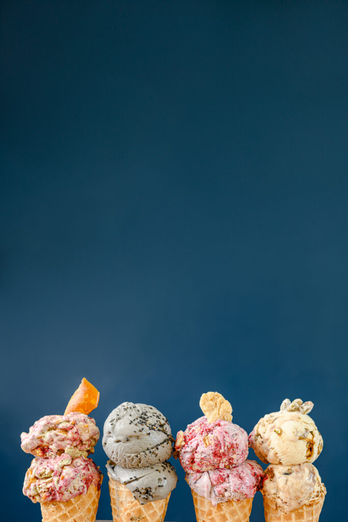 Rockwell Ice Cream brand photography setup showing consistent styling aesthetic